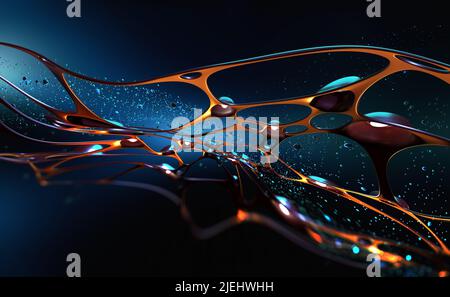 Abstract cyber network, synthetic mind and artificial intelligence. Neural network and big data analytics. Fantastic 3D illustration Stock Photo