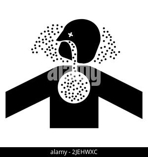 Toxic Gases Asphyxiation Symbol Sign on White Background Stock Vector