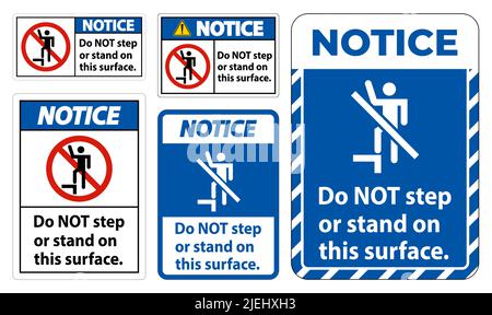 Notice sign do not step or stand on this surface. Stock Vector