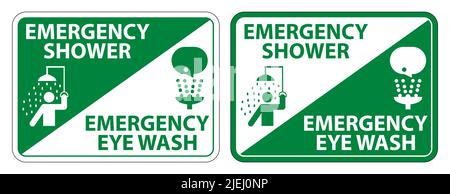Emergency Shower,Eye Wash Symbol Sign Isolate On White Background,Vector Illustration EPS.10 Stock Vector