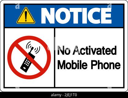 Notice No Activated Mobile Phone Sign On White Background Stock Vector