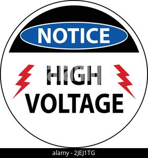 Notice High Voltage Floor Sign On White Background Stock Vector