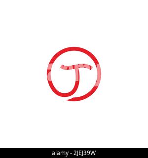 letter t circle geometric curves linear logo vector Stock Vector
