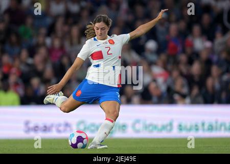 LEEDS - Aniek Nouwen of Holland women during the women's friendly match between England and the Netherlands at Elland Road Stadium on June 24, 2022 in Leeds, United Kingdom. ANP GERRIT VAN COLOGNE Stock Photo