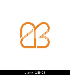 letter ab linked simple geometric line logo vector Stock Vector