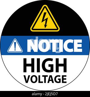 Notice High Voltage Floor Sign On White Background Stock Vector