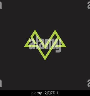 letter mv simple geometric mountain triangle logo vector Stock Vector