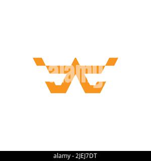 abstract letter wc simple geometric logo vector Stock Vector