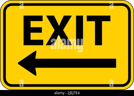 Exit Left Arrow Sign On White Background Stock Vector