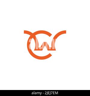 letter cw simple curves geometric line logo vector Stock Vector