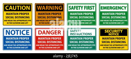Maintain Proper Social Distancing Sign Isolate On White Background,Vector Illustration EPS.10 Stock Vector