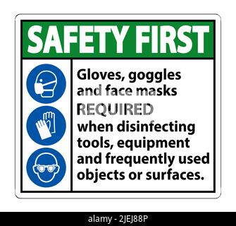 safety first and notice face masks required beyond this point sign ...