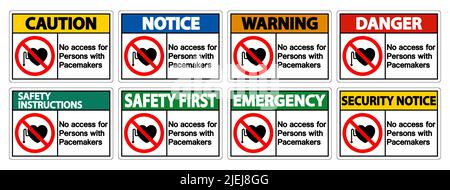 No Access For Persons With Pacemaker Symbol Sign On White Background Stock Vector