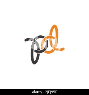 letter pd linked curves lines symbol logo vector Stock Vector