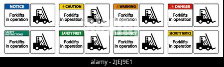 forklifts in operation Symbol Sign Isolate on transparent Background,Vector Illustration Stock Vector