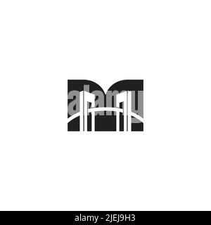 letter m bridge bond construction symbol logo vector Stock Vector