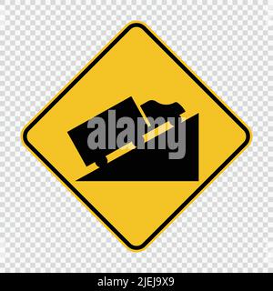 Steep Hill Ascent sign on transparent background,vector illustration Stock Vector