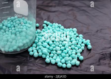 urea dangerous chemical and black background Stock Photo