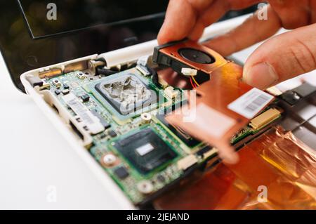 Warranty service of the laptop (pc, computer) Stock Photo