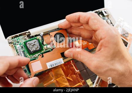 Warranty service of the laptop (pc, computer) Stock Photo