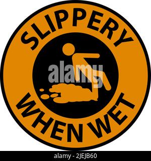 Slippery When Wet Floor Sign On White Background Stock Vector