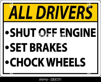 Truck Driver Parking Checklist Sign On White Background Stock Vector