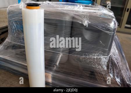 clear Film roll for packing Stock Photo