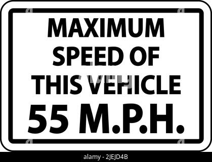 Maximum Speed 55 MPH Label Sign On White Background Stock Vector