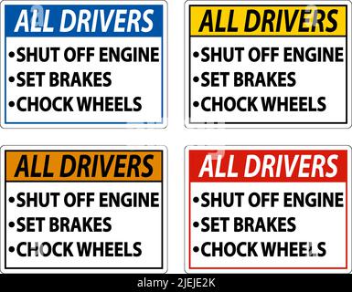 Truck Driver Parking Checklist Sign On White Background Stock Vector