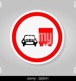 Prohibit Truck Do Not Overtake Traffic Road Sing Isolate On White Background,Vector Illustration Stock Vector