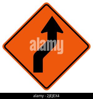 Curved Right Traffic Road Symbol Sign Isolate on White Background,Vector Illustration Stock Vector