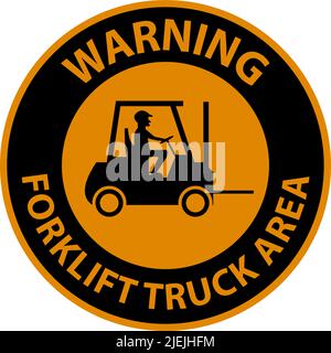 Warning Forklift Truck area Hazard & Warning Label Stock Vector