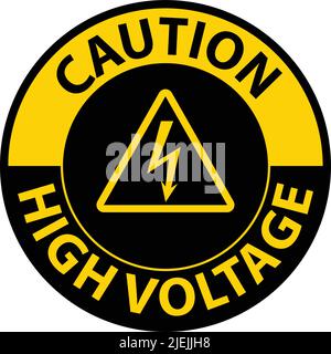 Caution High Voltage Floor Sign On White Background Stock Vector