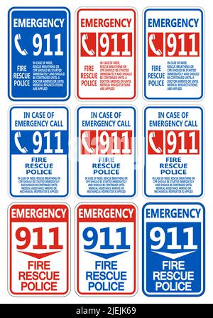 911 Fire Rescue Police Symbol Sign Isolate On White Background,Vector Illustration EPS.10 Stock Vector