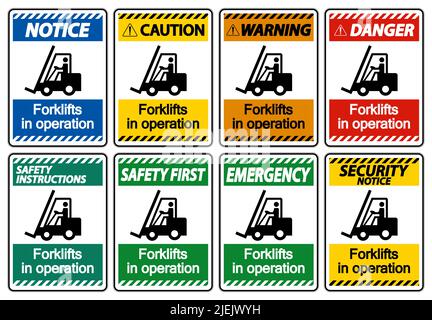 forklifts in operation Symbol Sign Isolate on transparent Background,Vector Illustration Stock Vector