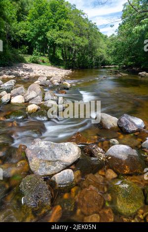 River Swale flowing down near the village of Ivelet between Muker and Gunnerside in Swaledale, Yorkshire Dales National Park, UK. Stock Photo