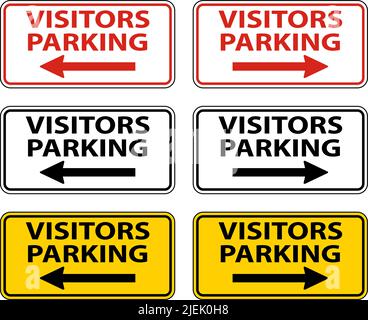 Visitors Parking Right Arrow Left Arrow Sign On White Background Stock Vector