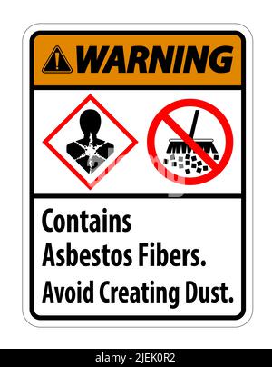 Warning Label Contains Asbestos Fibers,Avoid Creating Dust Stock Vector