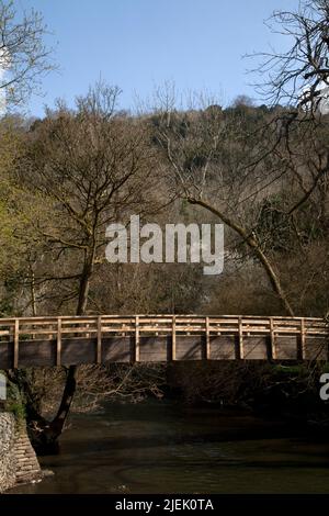 footbridge across river mole at stepping stones box hill north downs surrey england Stock Photo