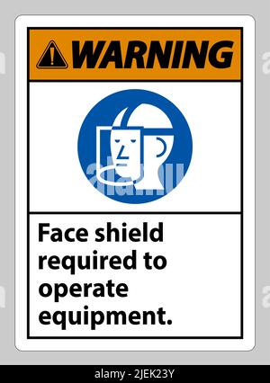 Warning Sign Face Shield Required to Operate Equipment Stock Vector