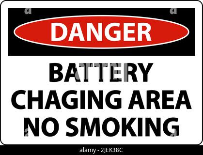 Warning Battery Charging No Smoking Sign On White Background Stock Vector