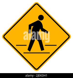 Pedestrian Crossing Warning Road Sign Stock Vector