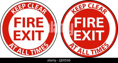 Fire Exit Keep Clear Floor Sign On White Background Stock Vector