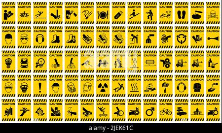 Set Caution Prohibition Sign Symbol on white background Stock Vector