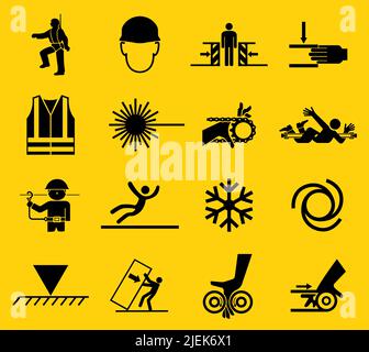 Warning signs,industrial hazards icon labels Sign Isolated on White Background,Vector Illustration Stock Vector
