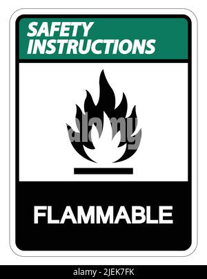 Isolate Flammable Sign Safety instructions Flammable Symbol Sign Isolate On White Background ...