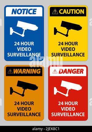 CCTV 24 Hour Video Surveillance Sign Stock Vector