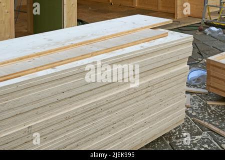 stack of wooden boards Stock Photo