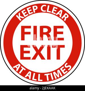 Fire Exit Keep Clear Floor Sign On White Background Stock Vector