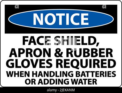Notice When Handling Batteries Sign On White Background Stock Vector